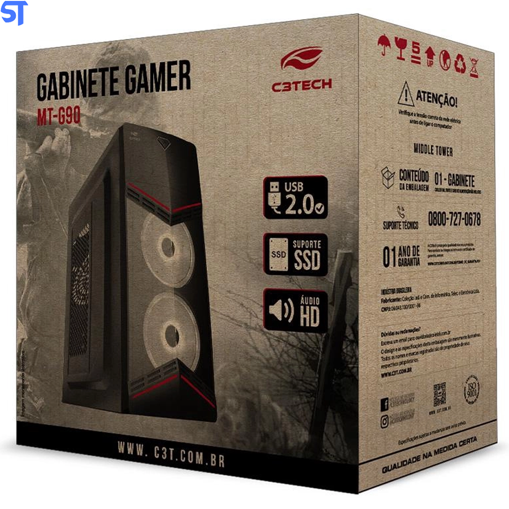Gabinete Gamer Mid Tower C3Tech MT-G90BK S/FTE