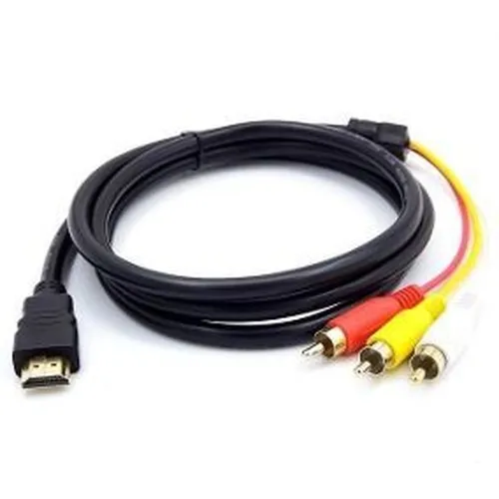 Cabo Adaptador Hdmi X Av Rca Conectores Dourados 1,5m Aoweixun HD-3R