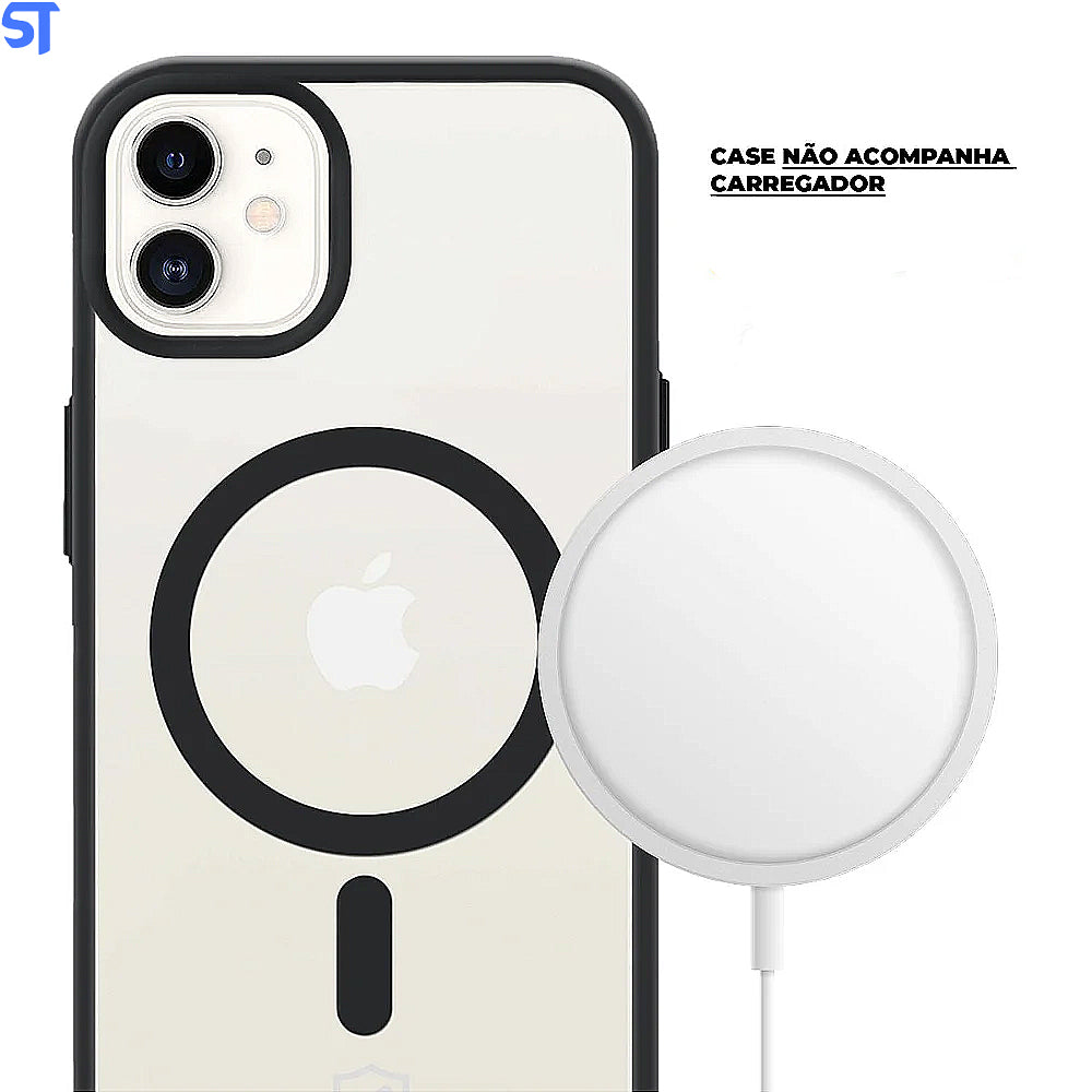 Capa Transparente Com Carregamento Magnetico Para iPhone 11 - Preto