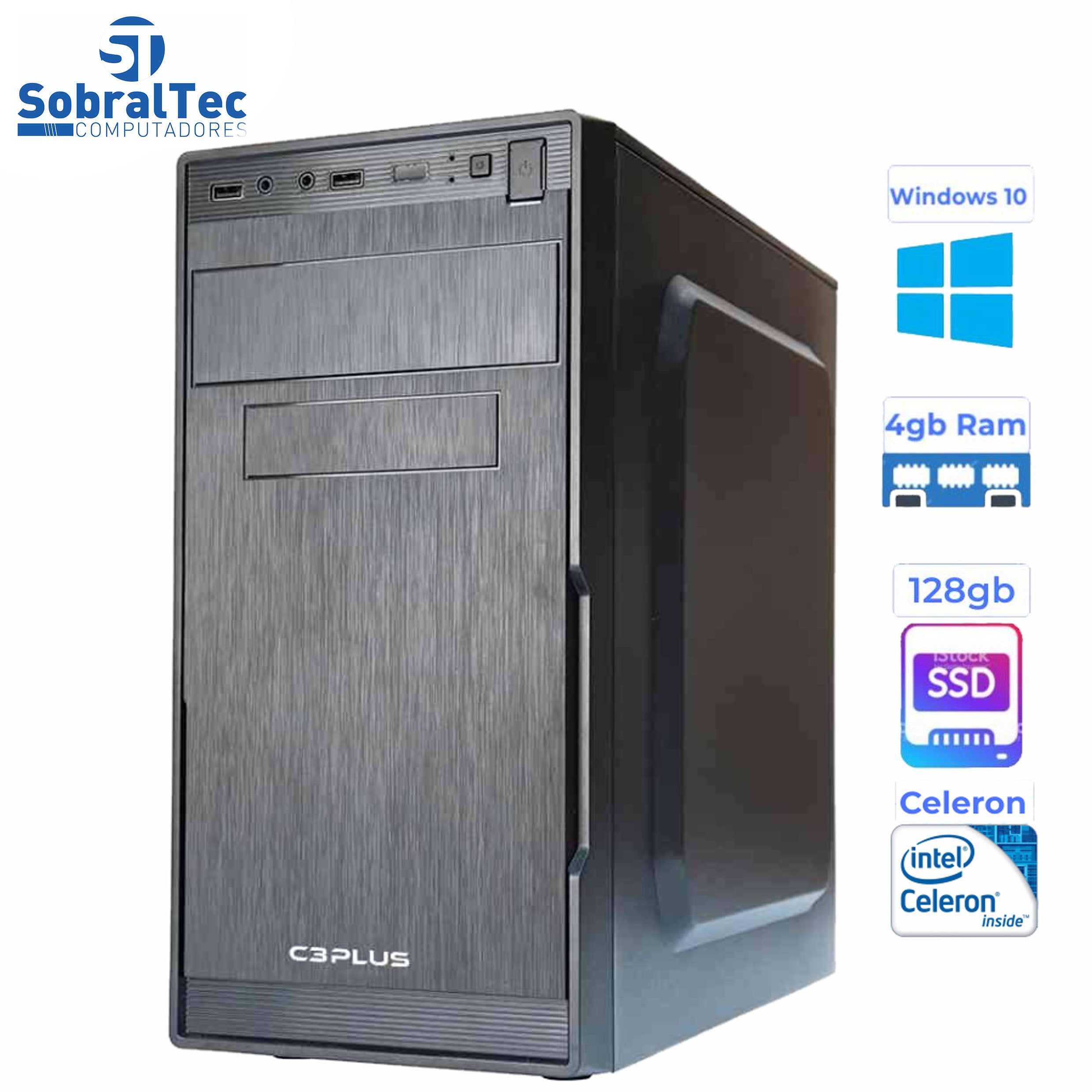 Computador Celeron Dual Core 2,6Ghz - HD SSD 128GB- Memória DDR3 de 4GB- Windows 10- Com Teclado e Mouse