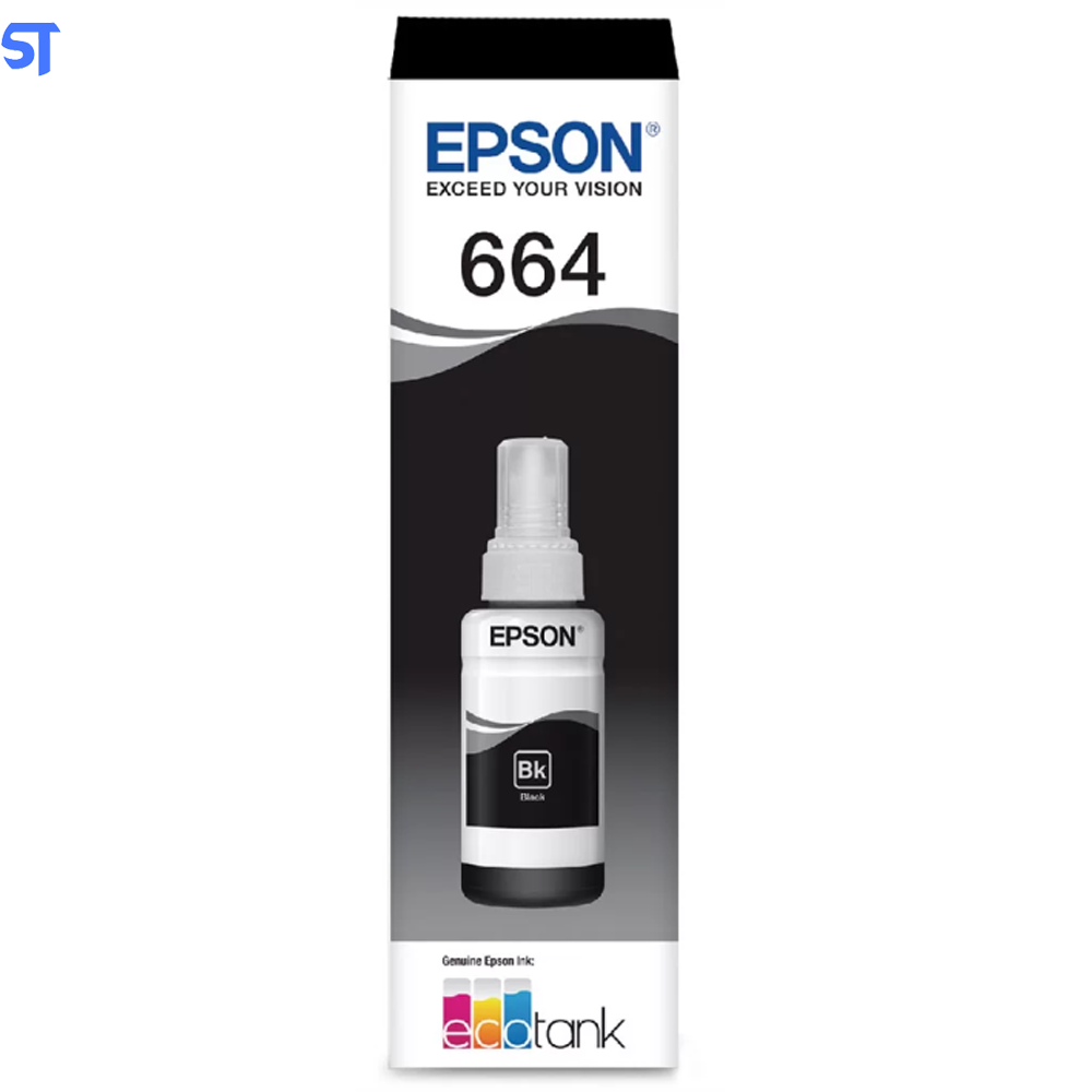 Refil de Tinta Epson 664 Preto  T664120 AL Original - Rende até 4.000 Paginas Para Ecotank L110 / á L395 / L495