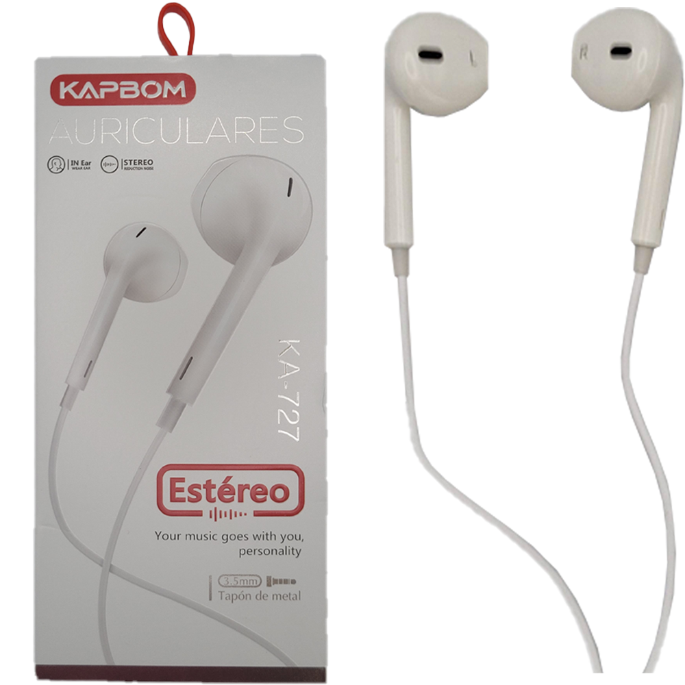 Fone De Ouvido Estéreo Com Microfone Kapbom - KA-727 - Branco
