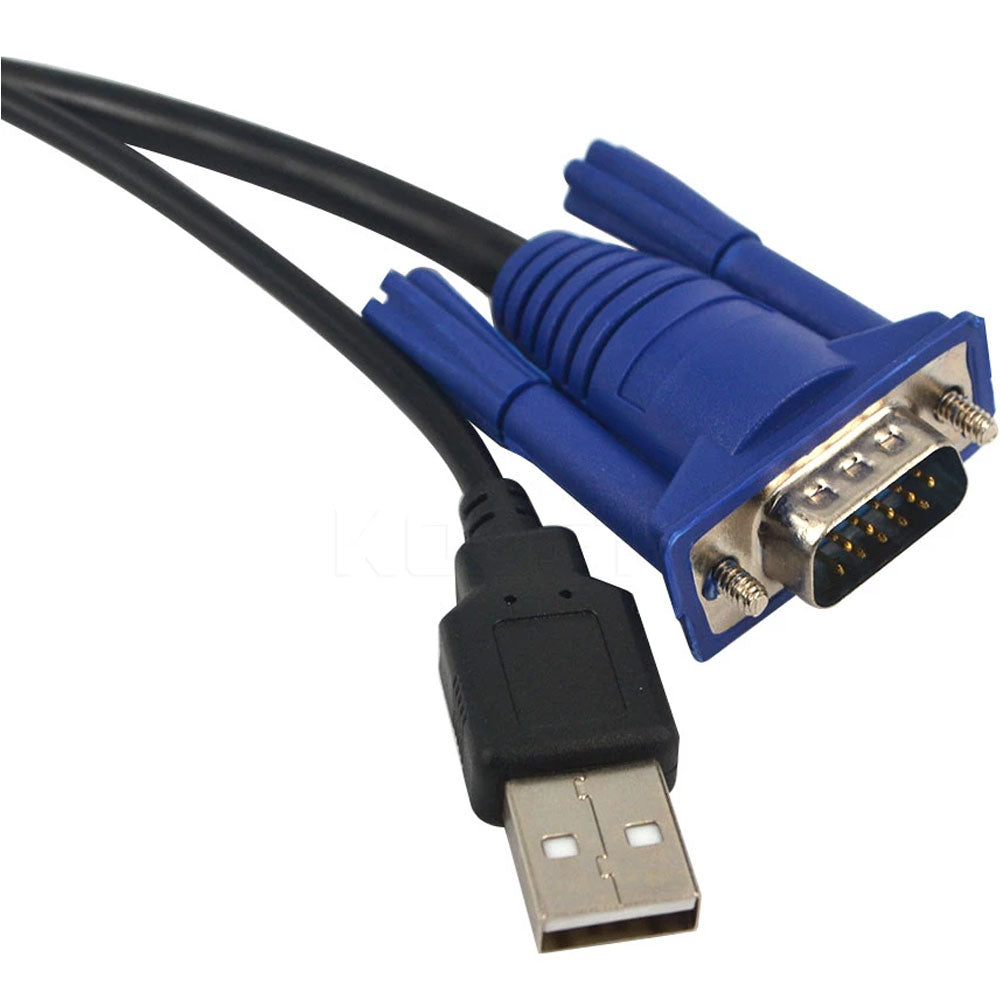 Cabo para KVM 2 em 1 , 2 VGA Macho, 1 USB Tipo B e 1 USB Tipo A Com 1,5 MT