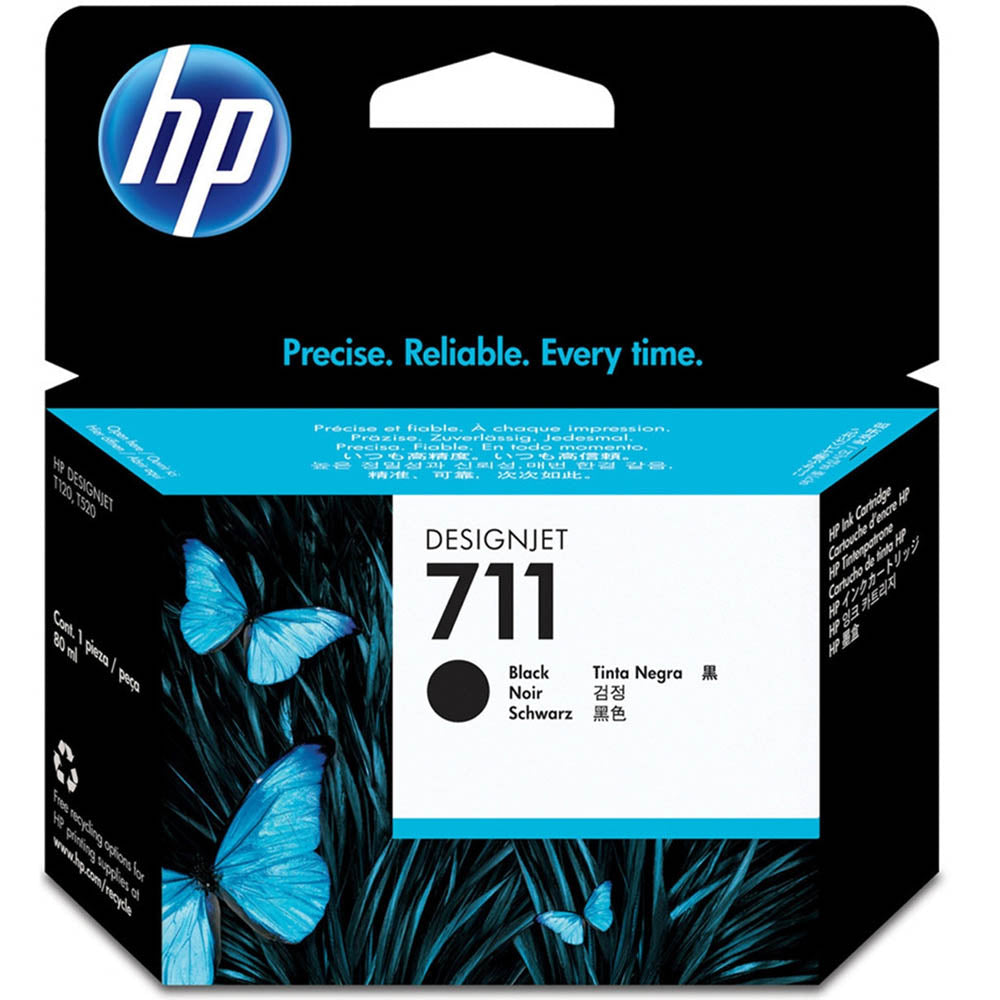 Cartucho de Tinta HP DesignJet 711 |  T100, T120, T125, T130, T520, T525, T530 | 80ml Preto HP Original - CZ133AB