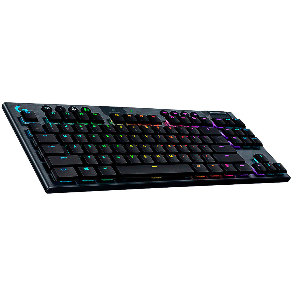 Teclado Mecânico Gamer Sem Fio Logitech G915 TKL RGB LIGHTSYNC, USB ou Bluetooth, Ultrafino, Switch GL Tactile, Preto
