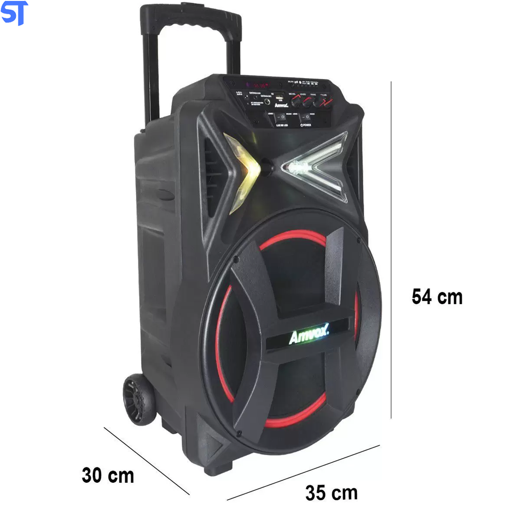 Caixa de Som Caixa de som Amvox Power X Aca 400 Strondo portátil com bluetooth 220V