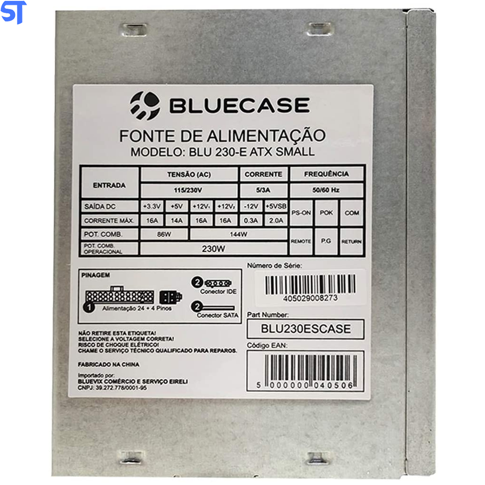 Fonte de Alimentação ATX 230W SMALL Com Caixa (BLU230-E SMALL) - Bluecase S/Cabo
