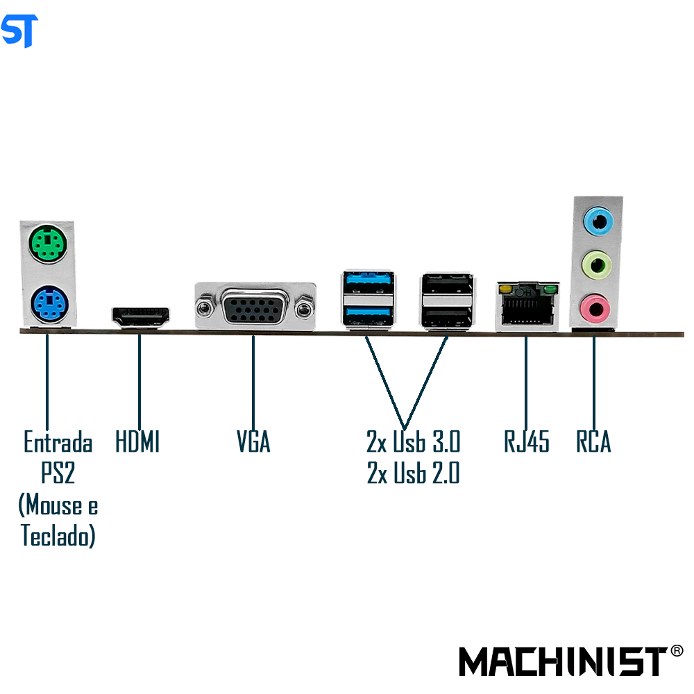 Placa Mãe Machinist Ddr3 LGA 1150 Intel H81M Suporte i3 i5 i7 / Xeon E3 V3 - H81M-PRO S1