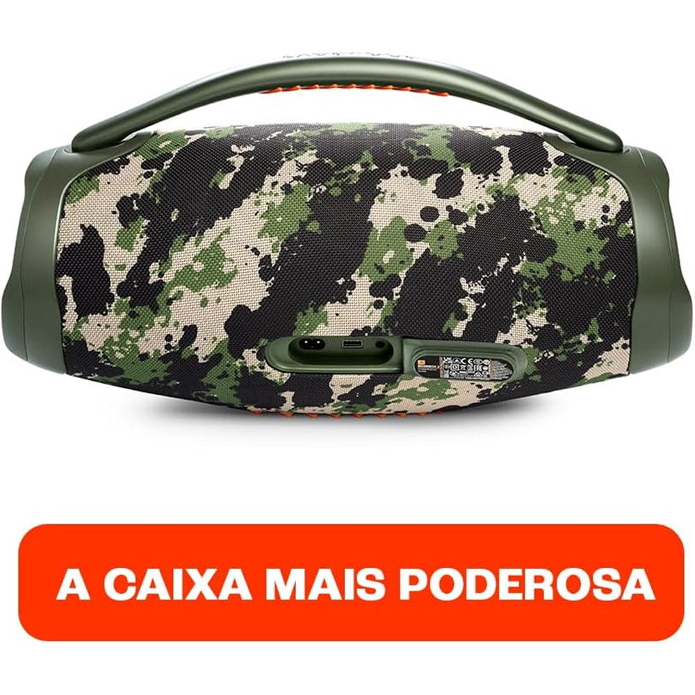 Caixa de Som Portátil JBL Boombox 3, Bluetooth 5.1 USB 80W RMS À Prova D'Agua  IPX7, Bivolt Camuflado