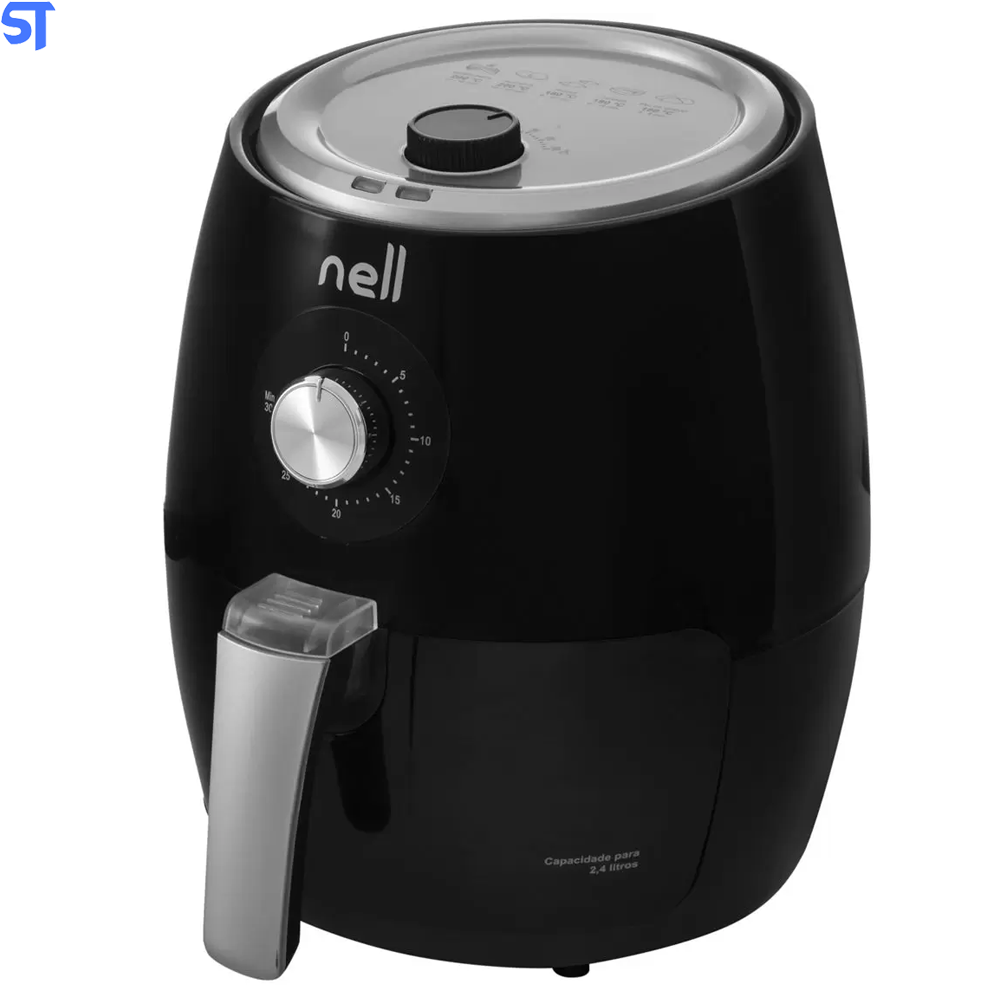 Fritadeira Elétrica sem Óleo/Air Fryer Nell Smart - Preta 2,4L com Timer