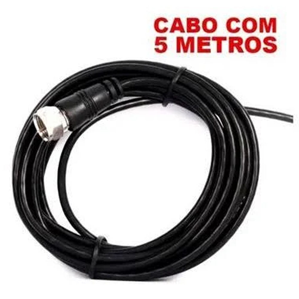 Antena Digital HDTV 5Mts Recepção De 360° 3.5 DBI Base com Imã Altomex - AL-3003