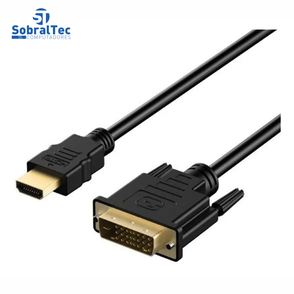 Cabo Hdmi Macho Para Dvi 24+1 Macho 1Mt Conectores Dourados