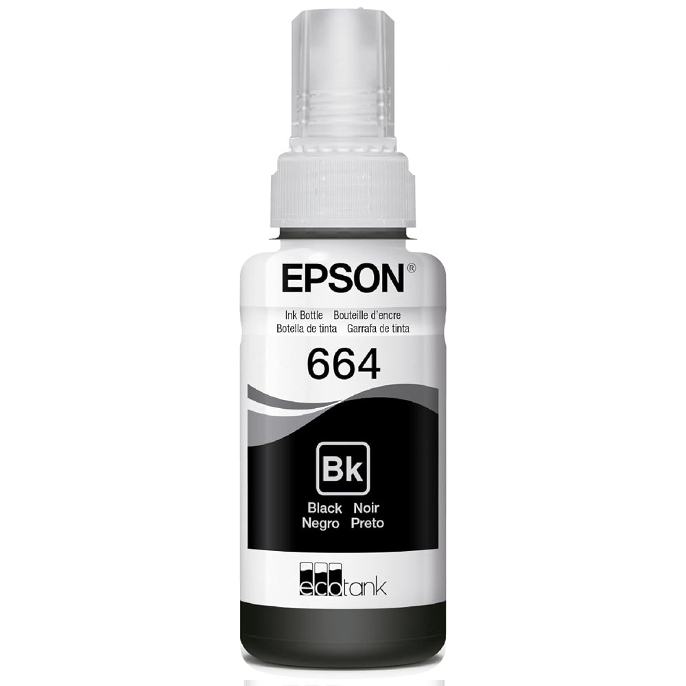 Refil de Tinta Epson 664 Preto T664120 AL Original - Rende até 4.000 Paginas Para Ecotank L110 / á L395 / L495- Fora da