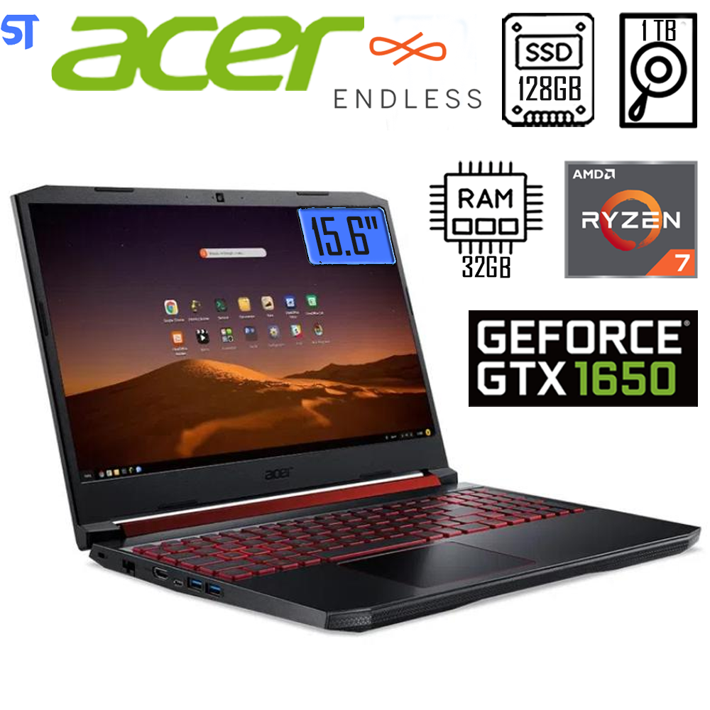 Notebook Gamer Acer Nitro 5 AN515-43-R4C3 - Ryzen 7 3750H - GTX 1650 - RAM 32GB - SSD 128GB + HD 1TB - Tela 15.6