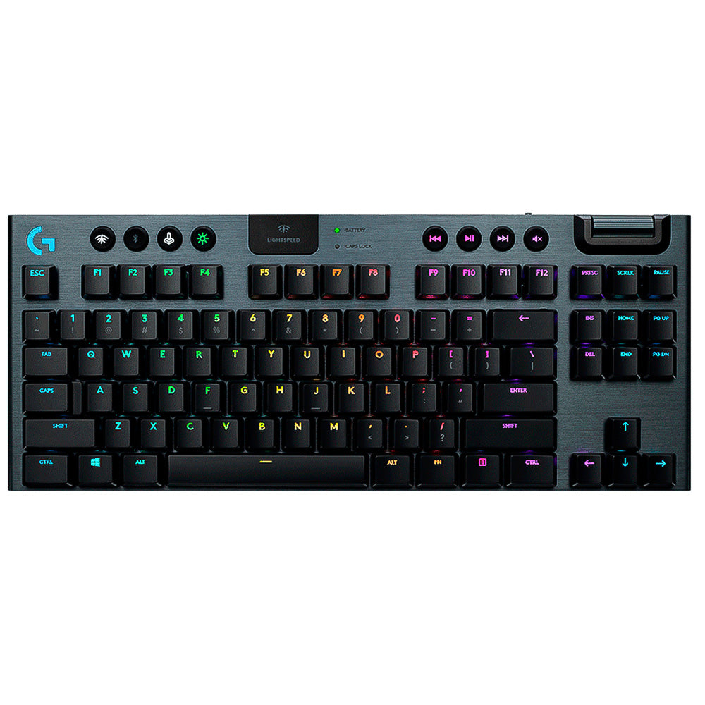 Teclado Mecânico Gamer Sem Fio Logitech G915 TKL RGB LIGHTSYNC, USB ou Bluetooth, Ultrafino, Switch GL Tactile, Preto