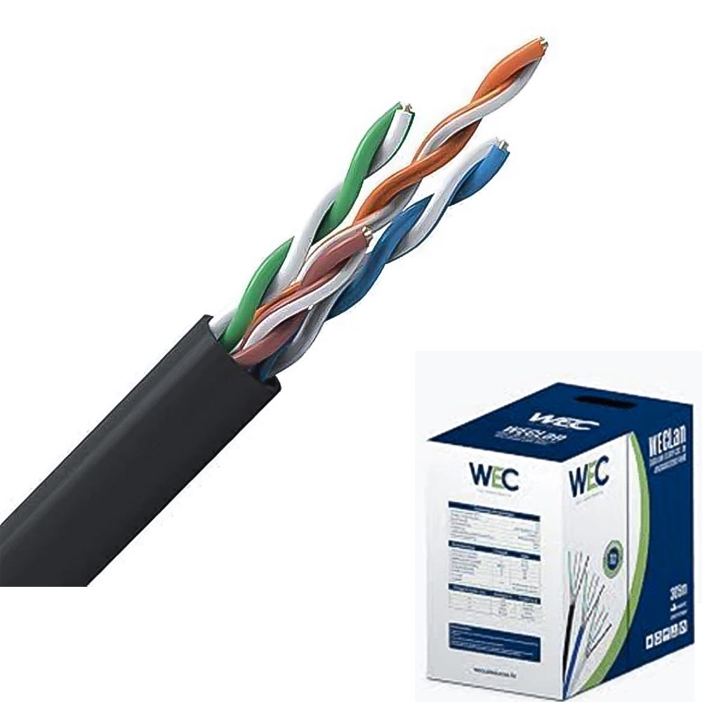 Metro de Cabo de Rede Cat5E Utp 4p 4PX24AWG UTP CMX 100% Cobre WEC Preto