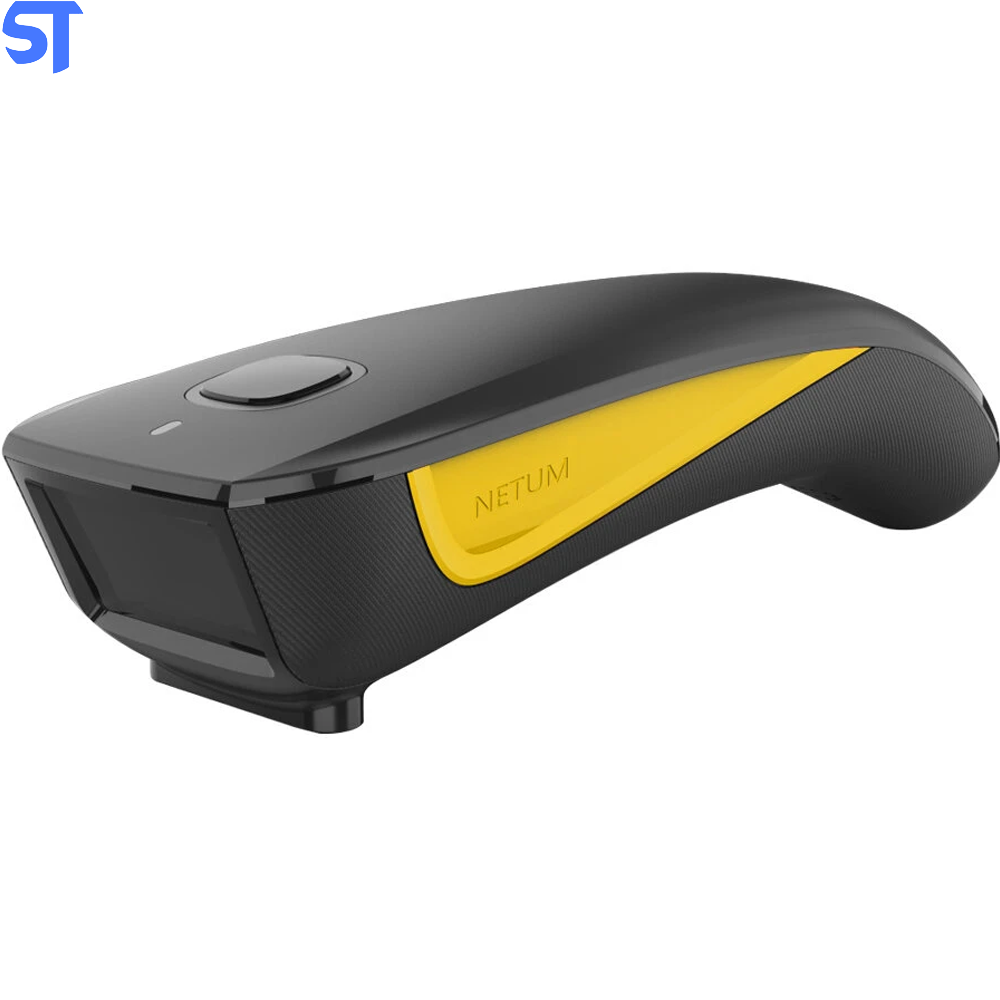 Leitor Código De Barras Bluetooth E USB NETUM C750 Preto Com Amarelo
