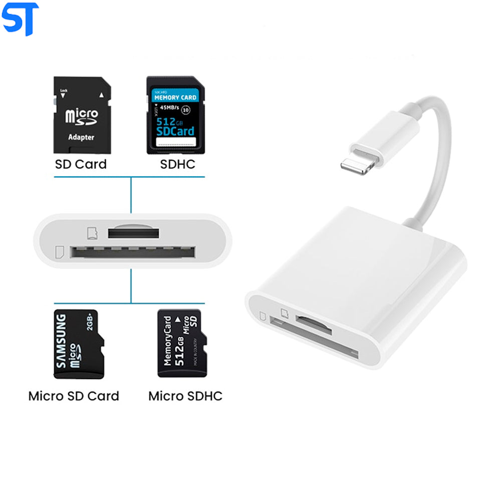 Adaptador Hub Cartão De Memória SD TF para iPhone - 14 13 12