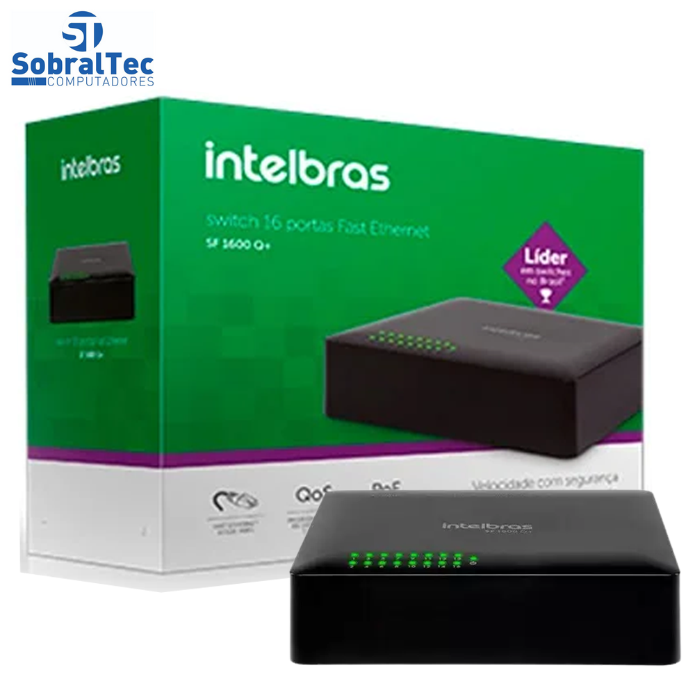 Switch 16 portas Fast Ethernet SF 1600 Q+ Poe Passivo Intelbras