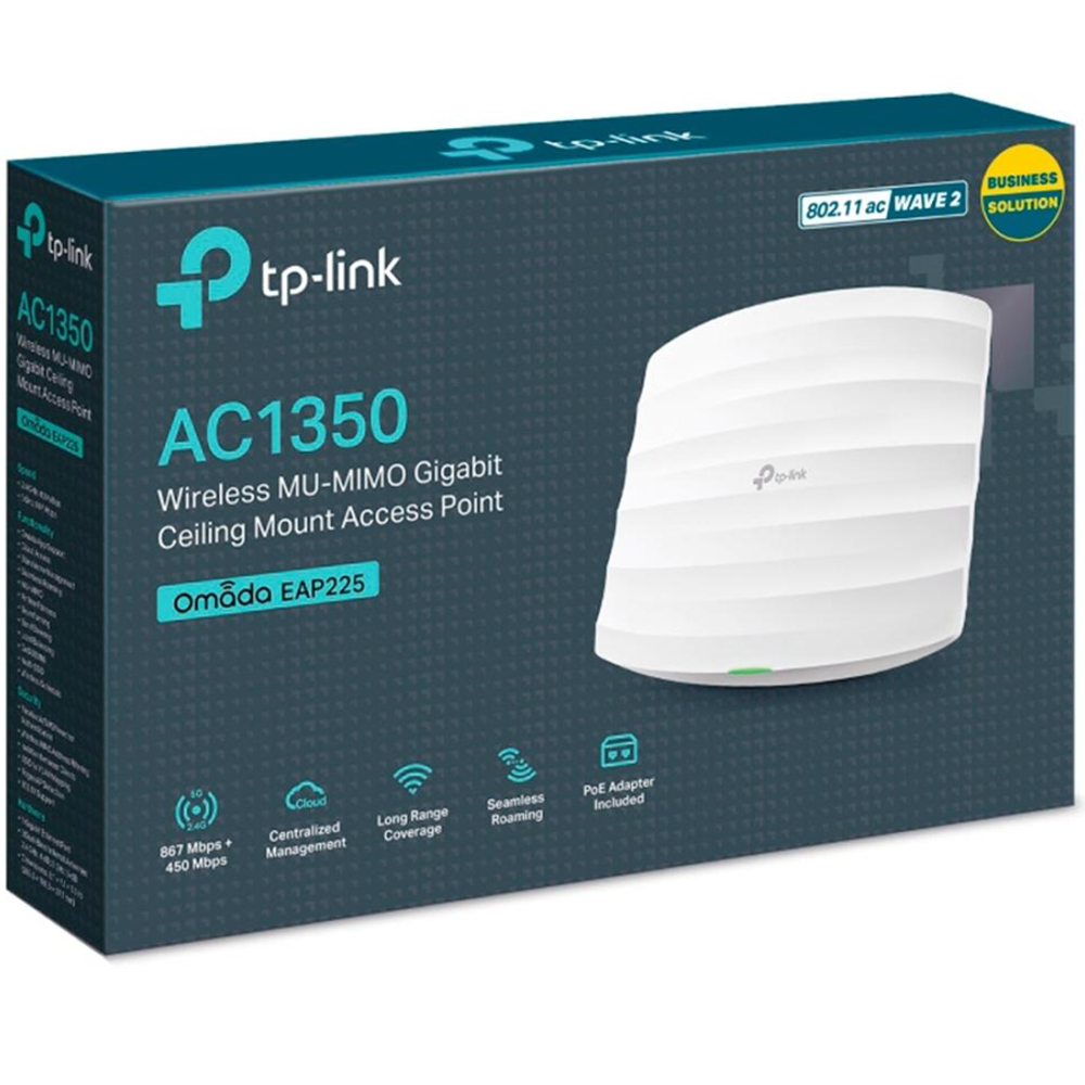 Access Point TP-Link Wireless Dual Band Gigabit Montável Em Teto AC1350, Versão 3.0 - EAP225
