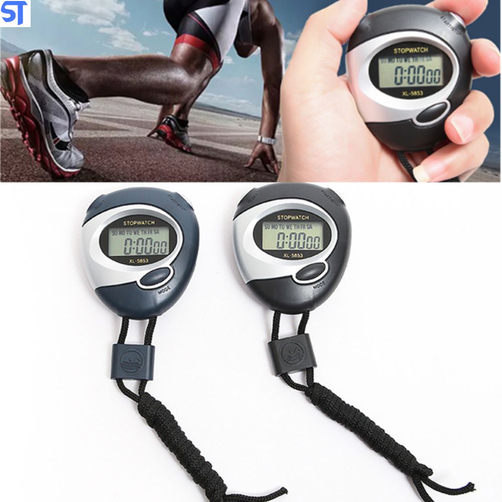Cronômetro profissional digital clássica com tela de lcd, cronógrafo esportivo, temporizador com cordão - XL-5853