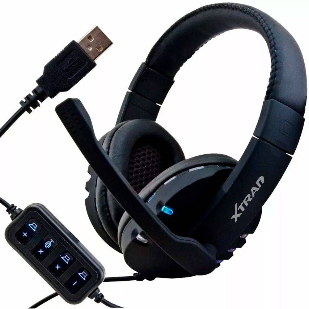Fone De Ouvido Proficional Usb Multimidia Com Microfone Led Xtrad Bq-9700