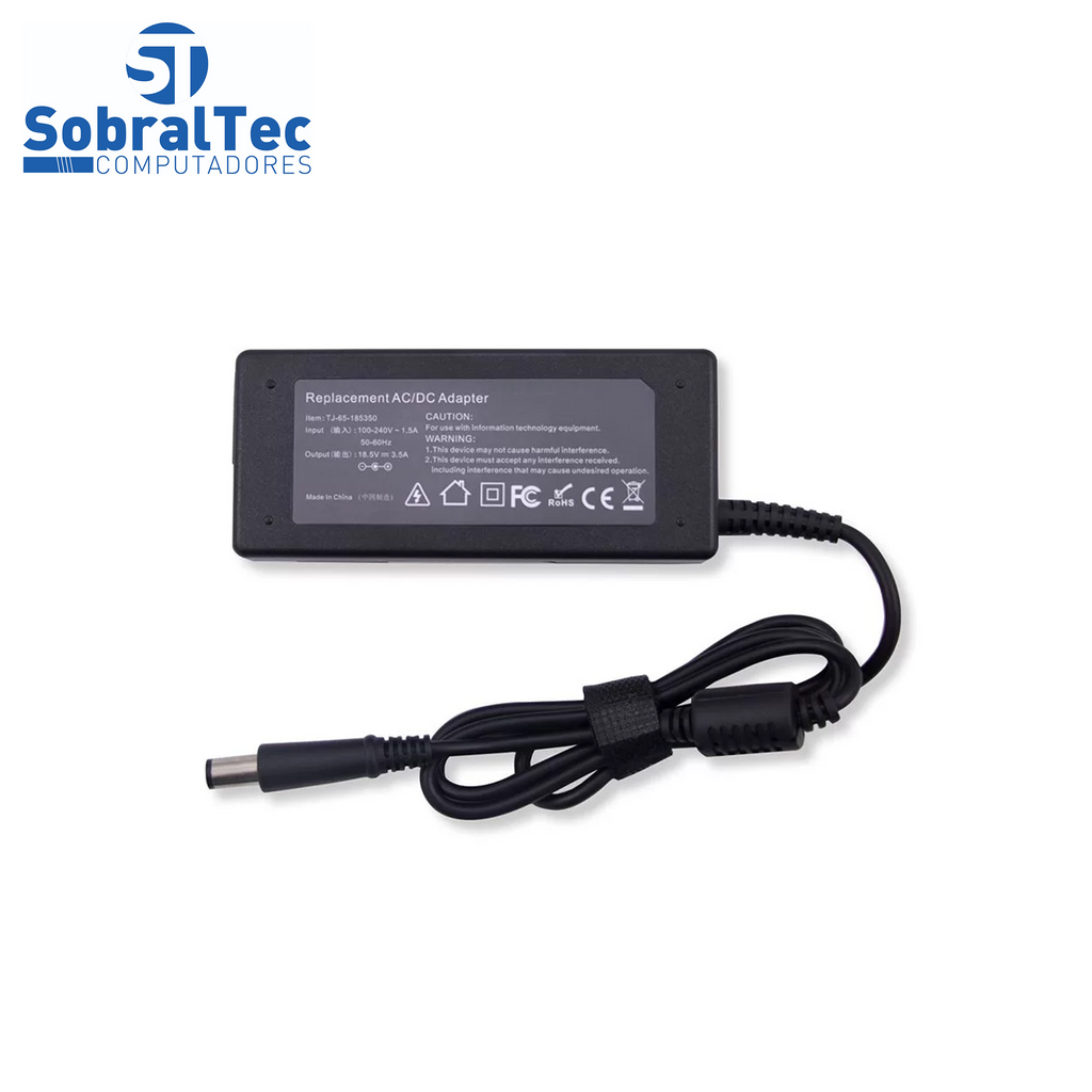 Fonte Notebook Compativel Com Hp - 18.5V 3.5A 65W - 7.4Mmx5.0Mm - Agulha