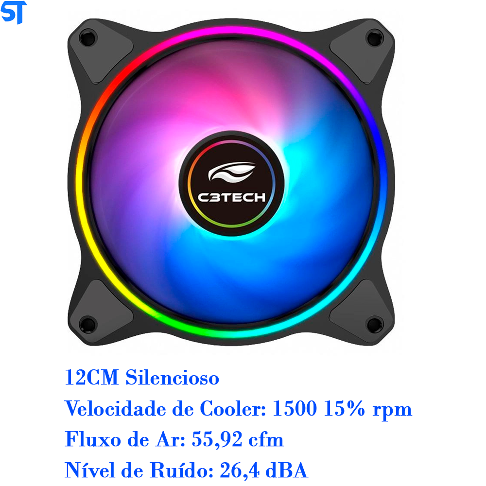 Cooler FAN F7-L250RGB 12CM Silencioso C3Tech