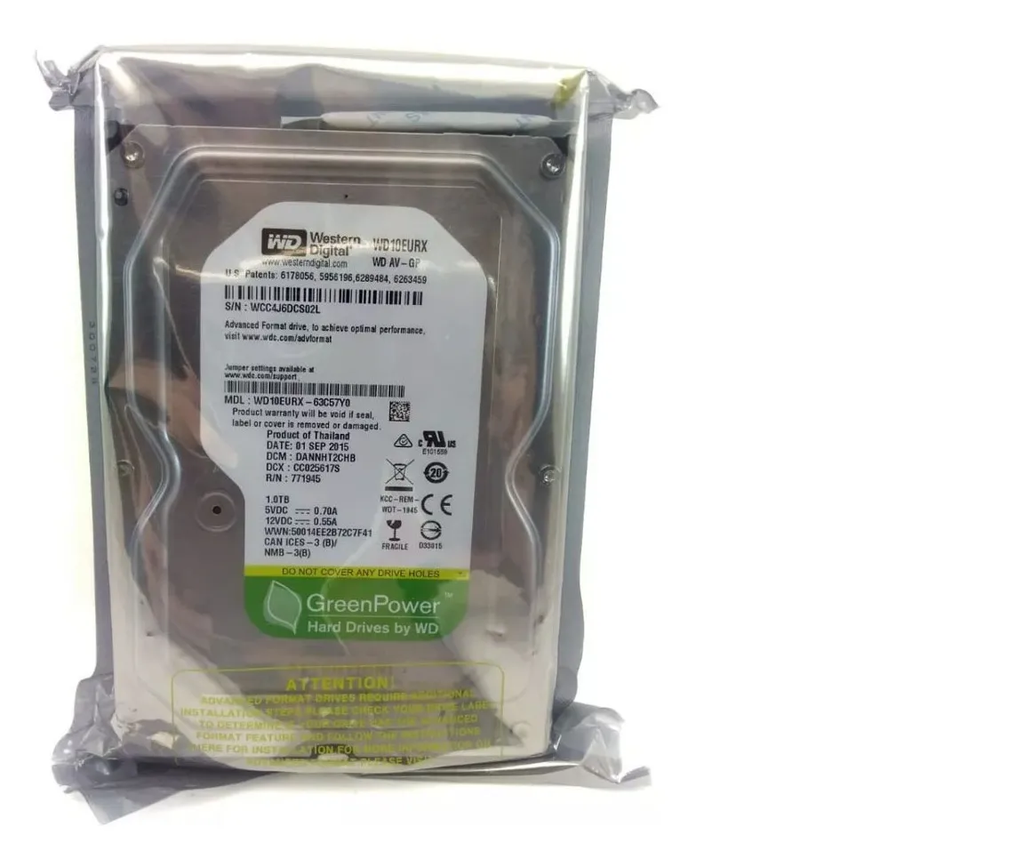 Hdd Int. Desktop 1Tb Wester Digital WD10EURX 64MB Sata7200 Rpm