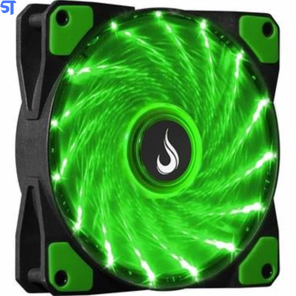 Cooler Fan Rise Mode Wind W1, 120mm LED Verde RW-WN-01-BG