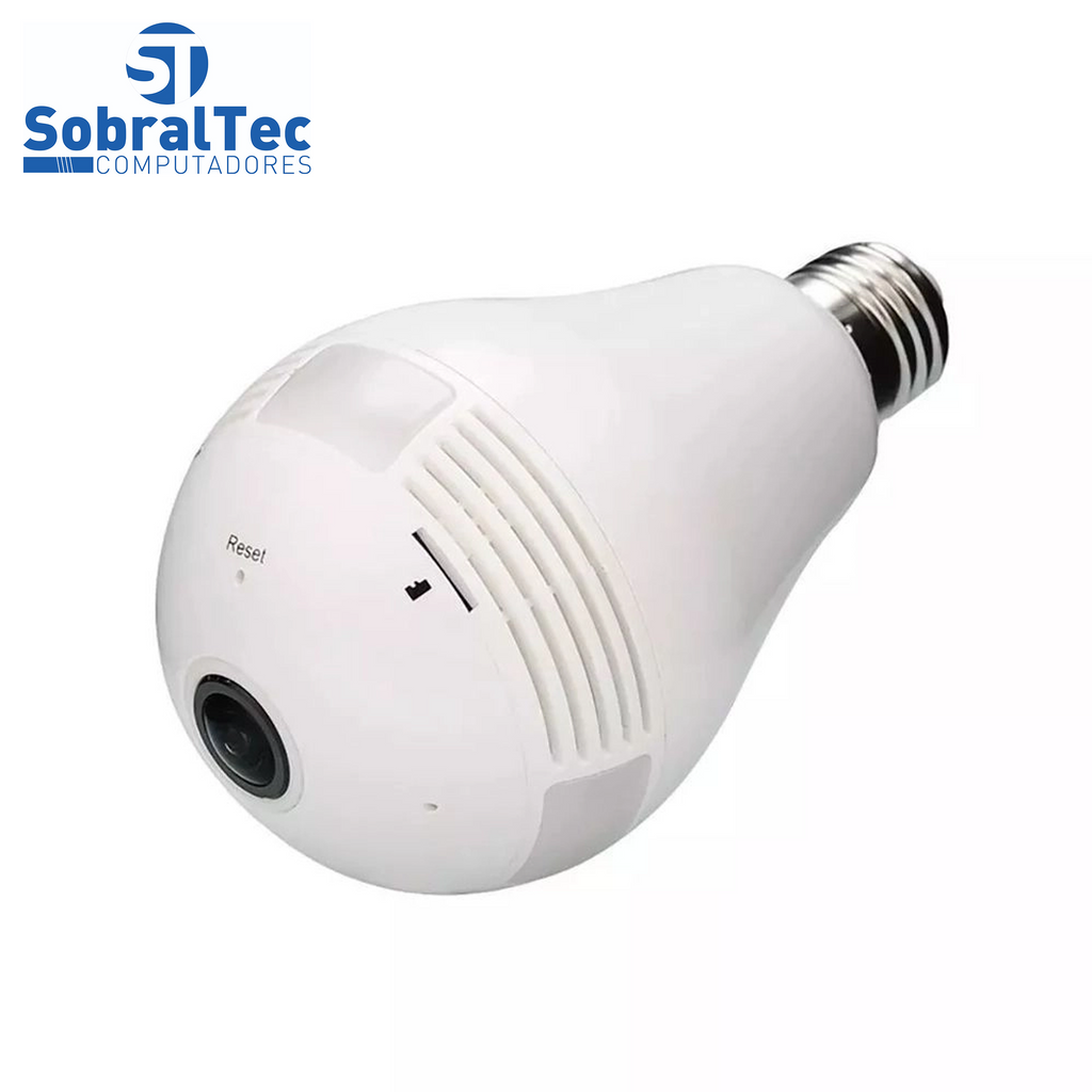Lâmpada Espiã Ip 360° Câmera Hd Panorâmica Led Wifi Grava Alarme VT-17657-61