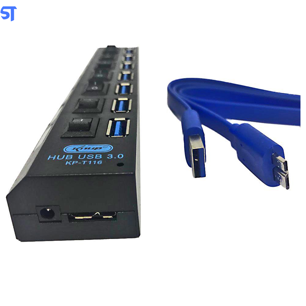 Switch Hub USB 3.0 Com 7 Portas e Botões LED Indicadores Knup KP-T116