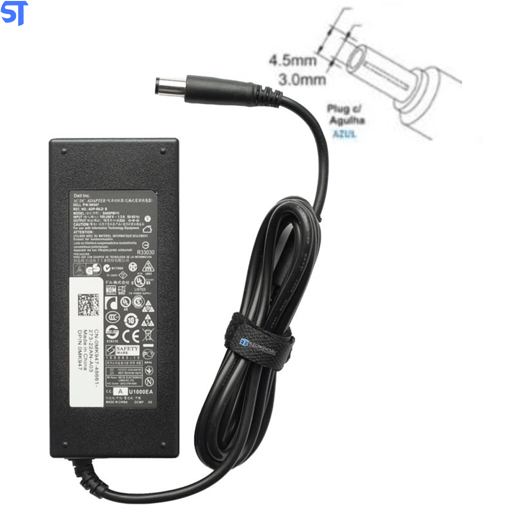 Fonte Ultrabook Dell 19v 3.34a 65W  Dell Inspirion -XPS 12/13 -Plug 4.5x3.0