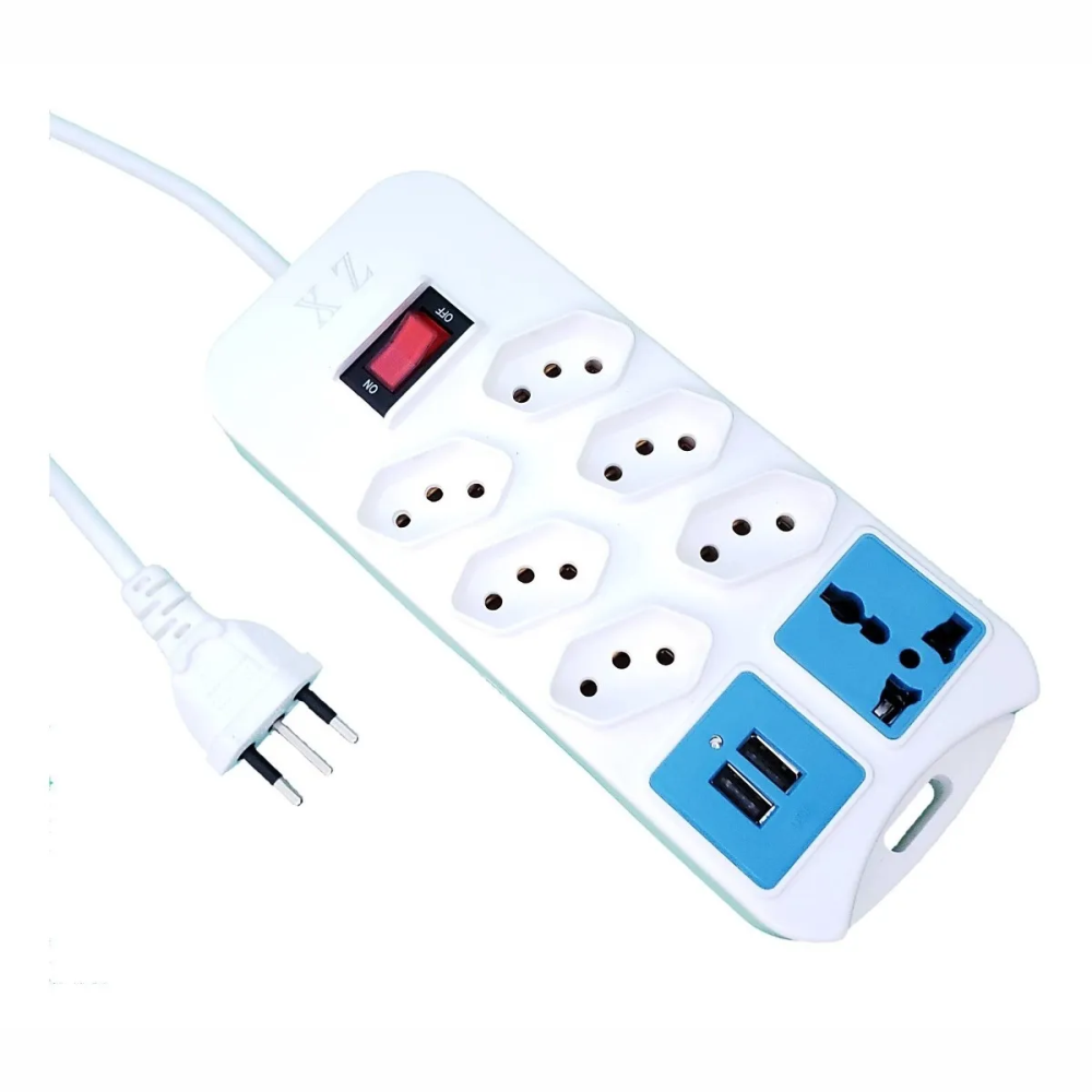 Filtro De Linha Com Interruptor, 8 Tomadas, 2 Usb, 1 Tomada Universal XZ MF8208