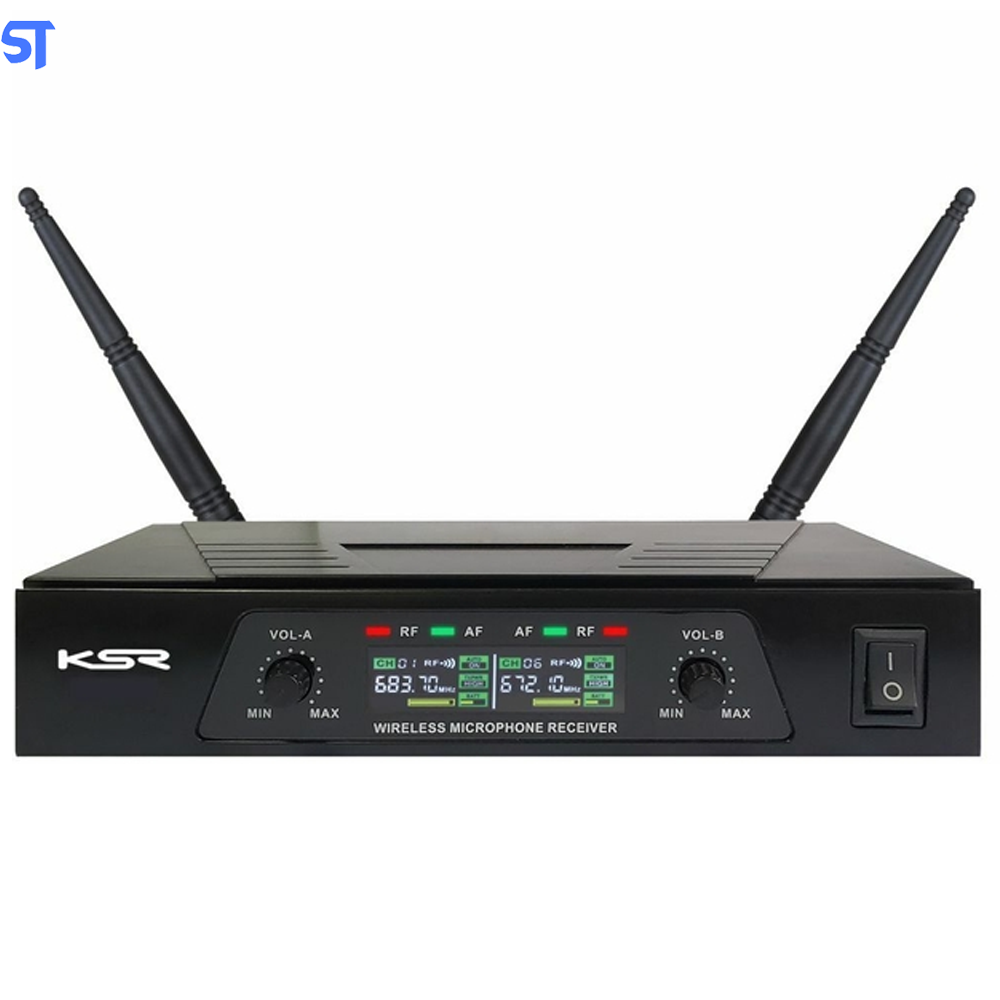 Kit Microfone Sem Fio Ksr Kt02hm + Receptor UHF com 2 Antenas + 1 Headset Kt3a + Transmissor + Microfone de Mão