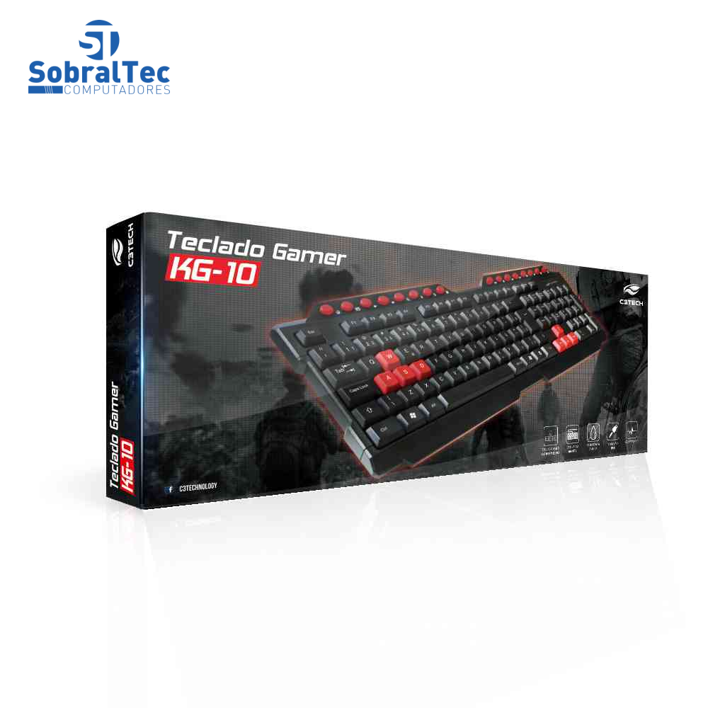 Teclado Gamer Usb Alta Durabilidade Membrana 107 Teclas ABNT2 C3Tech Kg-10bk