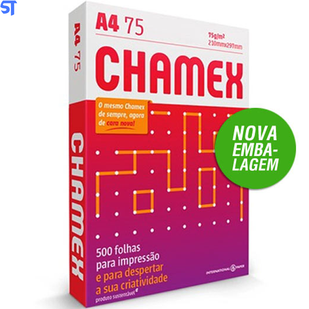 Papel Chamex A4 75g/m 210mm x 297mm Office Branco 500 Folhas