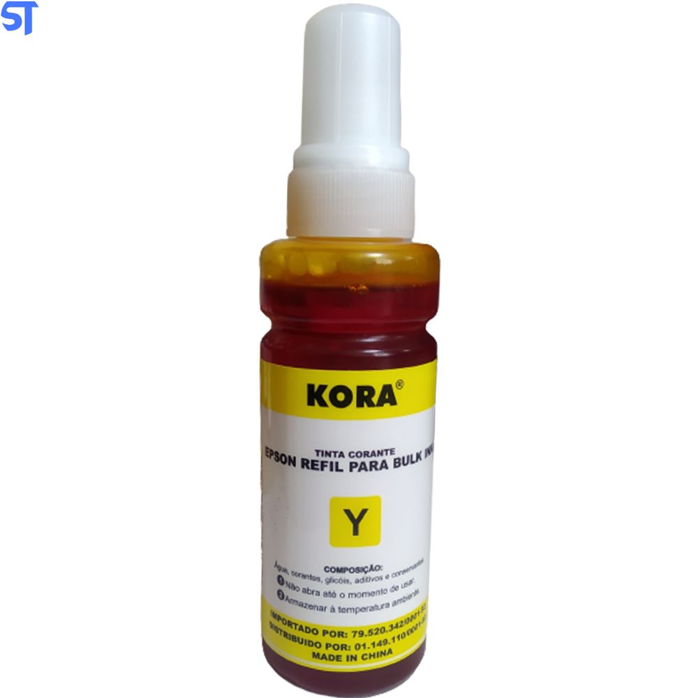 Tinta Refil Bulk Ink Y  Compativel Epson Corante Amarelo 100Ml Yellow Kora R-EP100Y