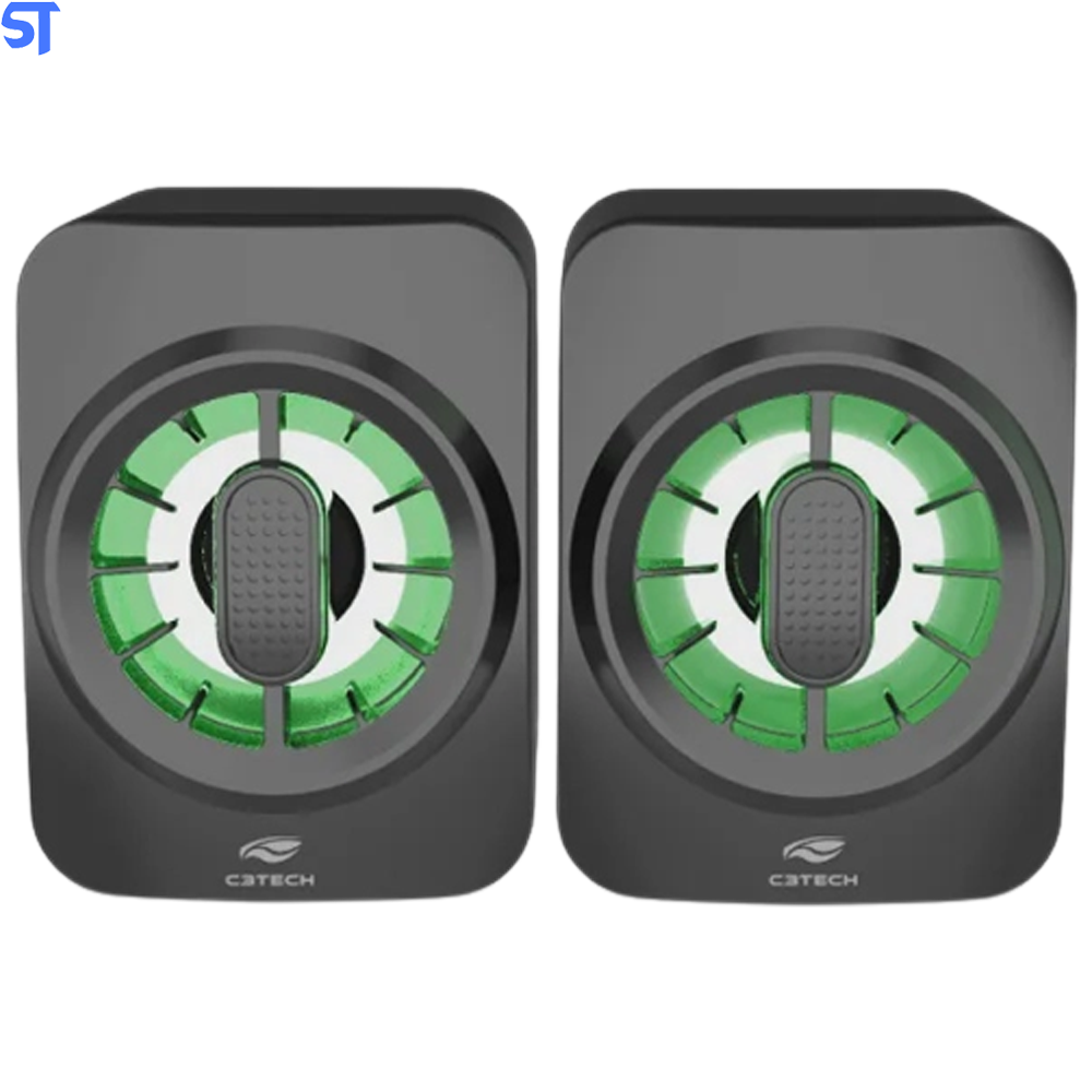 Caixa de Som Para Pc, Notebook, Speaker 2.0 Led SP-L50BK Preta C3Tech