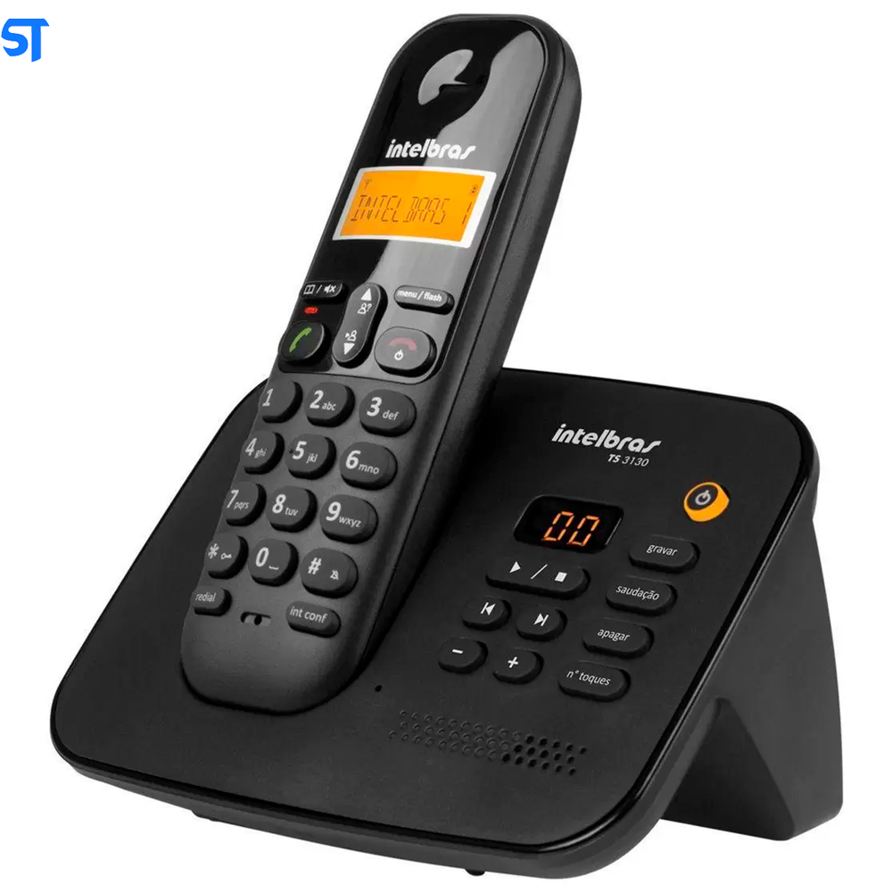 Telefone Sem Fio com Secretária Eletrônica Intelbras TS 3130 Preto