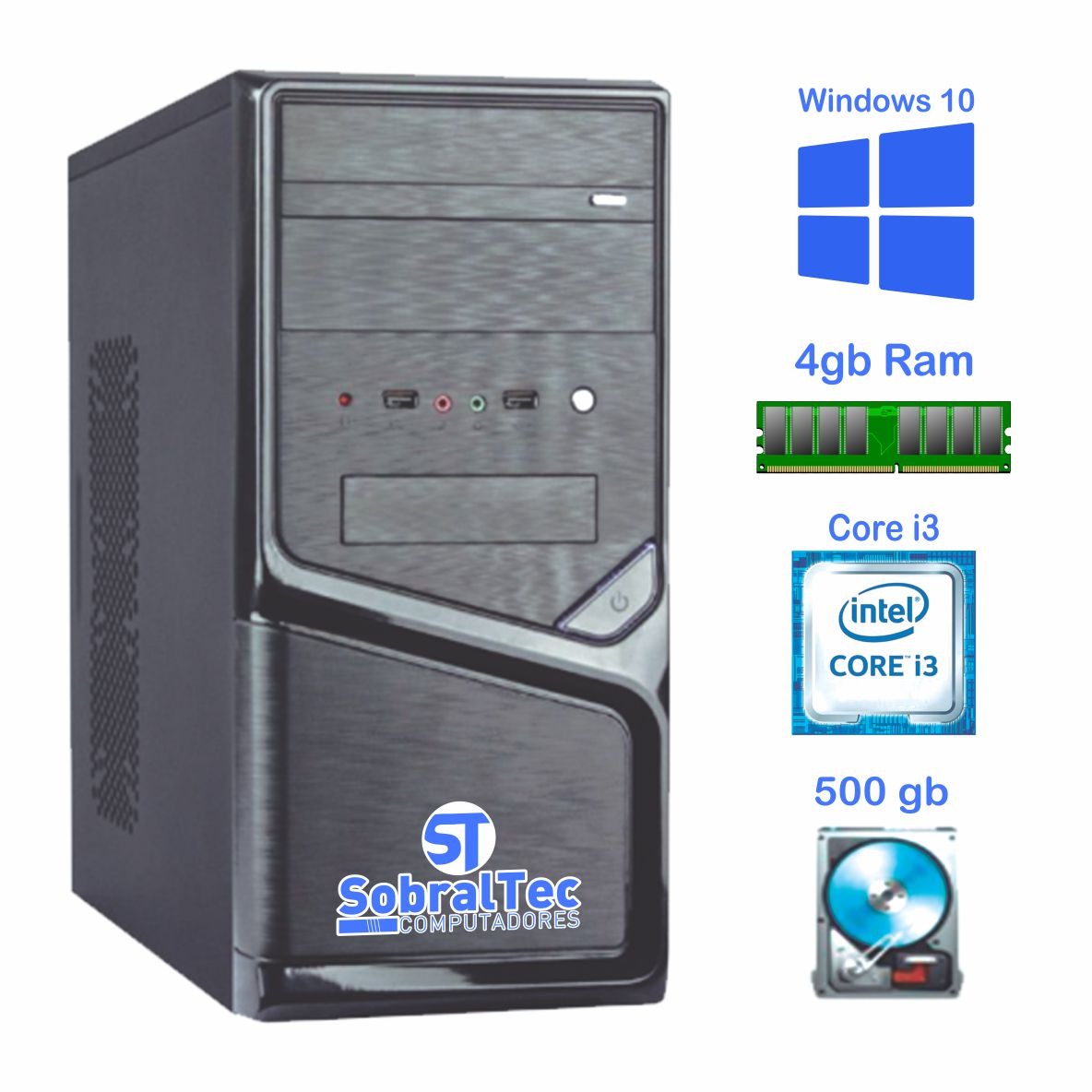 Computador Core i3 -Foxcon TG-H61-S -Memória Ram 4 GB -HD 500GB -Gab 5819C