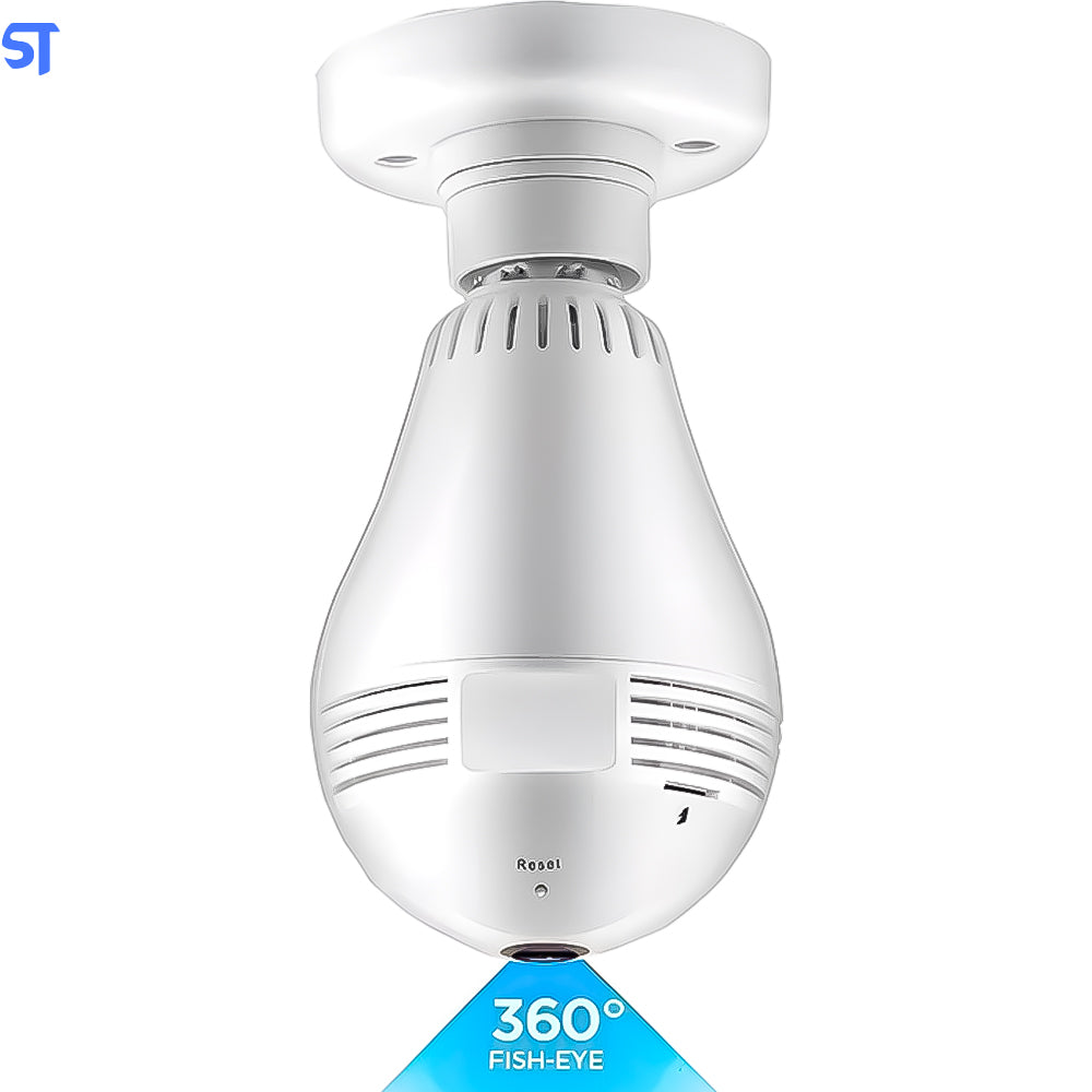 Lâmpada Espiã Ip 360° Câmera Hd Panorâmica Led Wifi Grava Alarme VT-17657-62