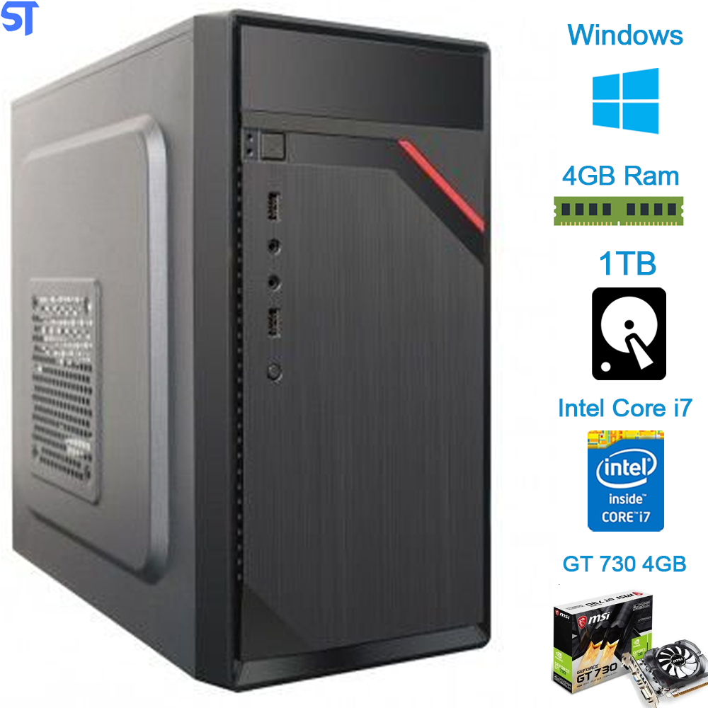Computador Core i7 3770 3.4 GHZ - Memoria Ram DDR3 4GB - HD 1TB - Gabinete Micro Atx Com Fonte 230W - Placa Video 4 GB
