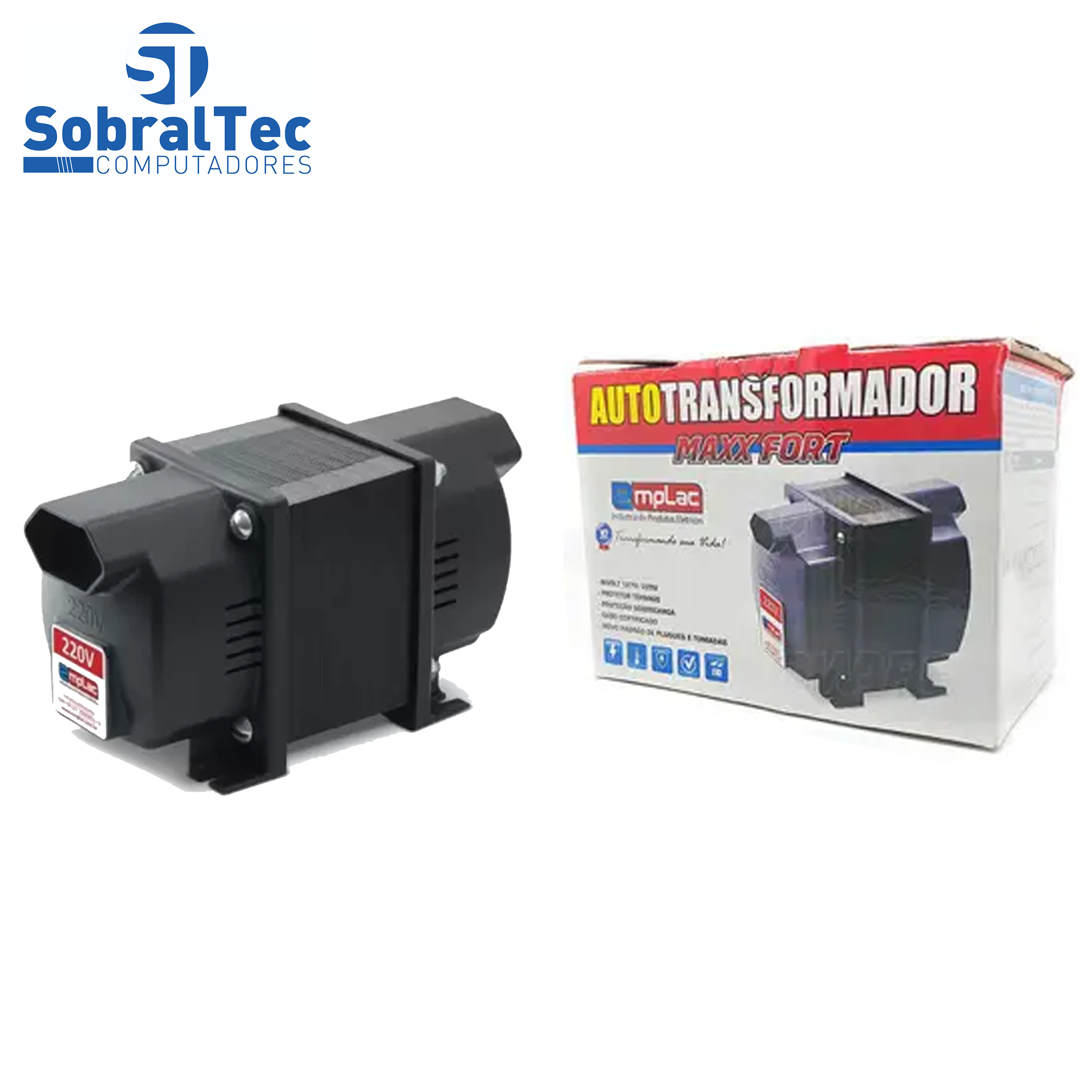 Autotransformador 1010VA Bivolt Tomada 10A 2 Portas + T Emplatec