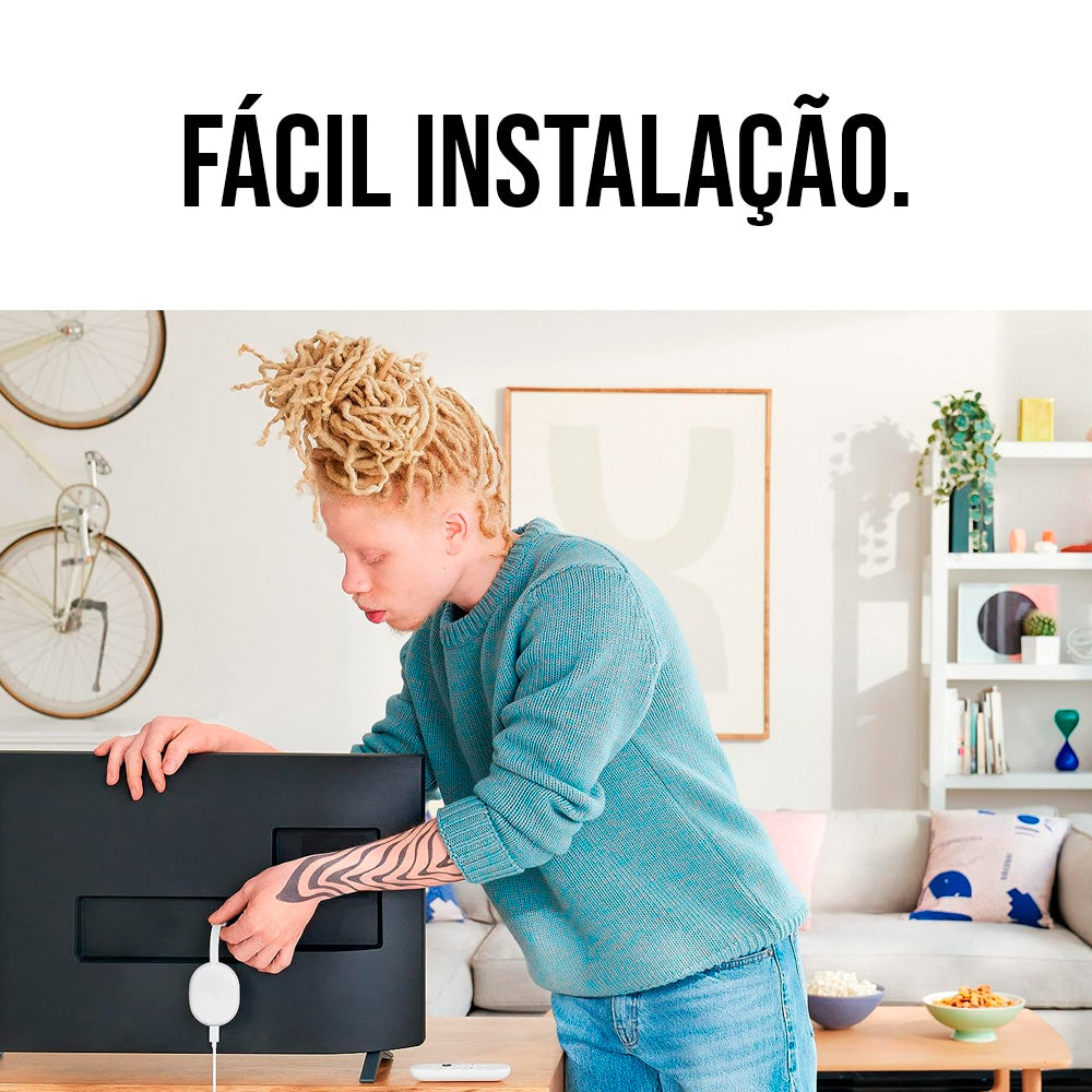 Chromecast 4 com Google TV (Full HD) G454V - ‎Bluetooth, Wi-fi, HDMI, Com controle - Cor Neve