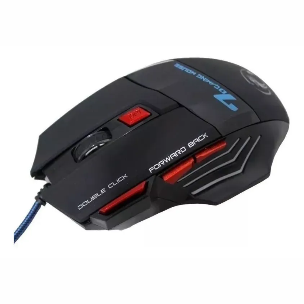 Mouse Gamer Usb Ergonômico 7 Botões Dpi 800-2400 Led E-Sports X7 Gaming PlugX