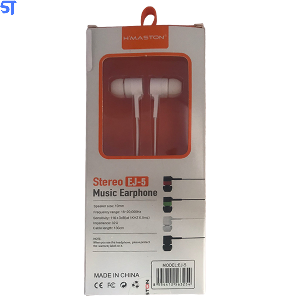 Fone De Ouvido Estéreo H'maston EJ-5  - Branco