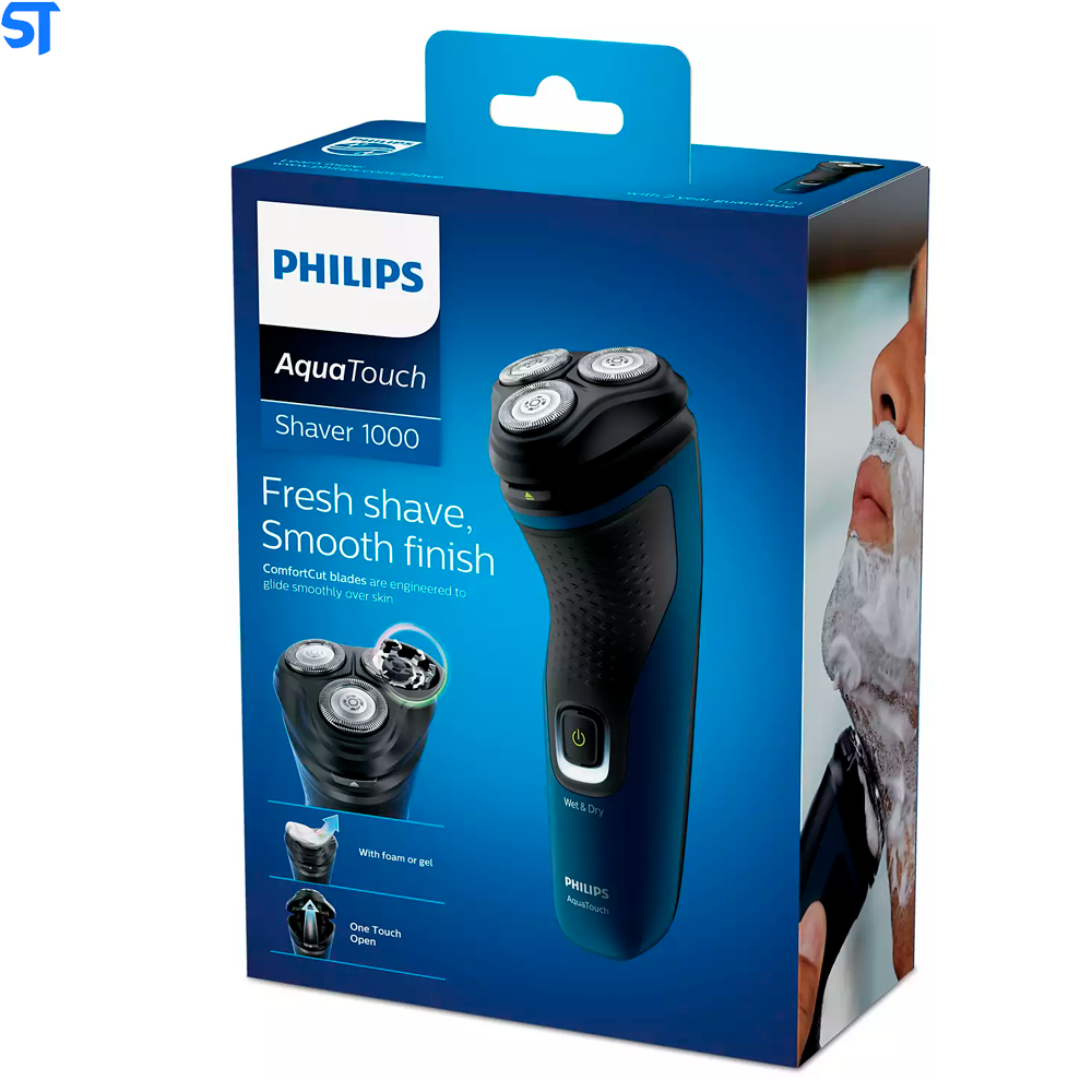 Barbeador Elétrico Philips Seco Molhado Shaver 1000 Bivolt S1121/ 41- Azul