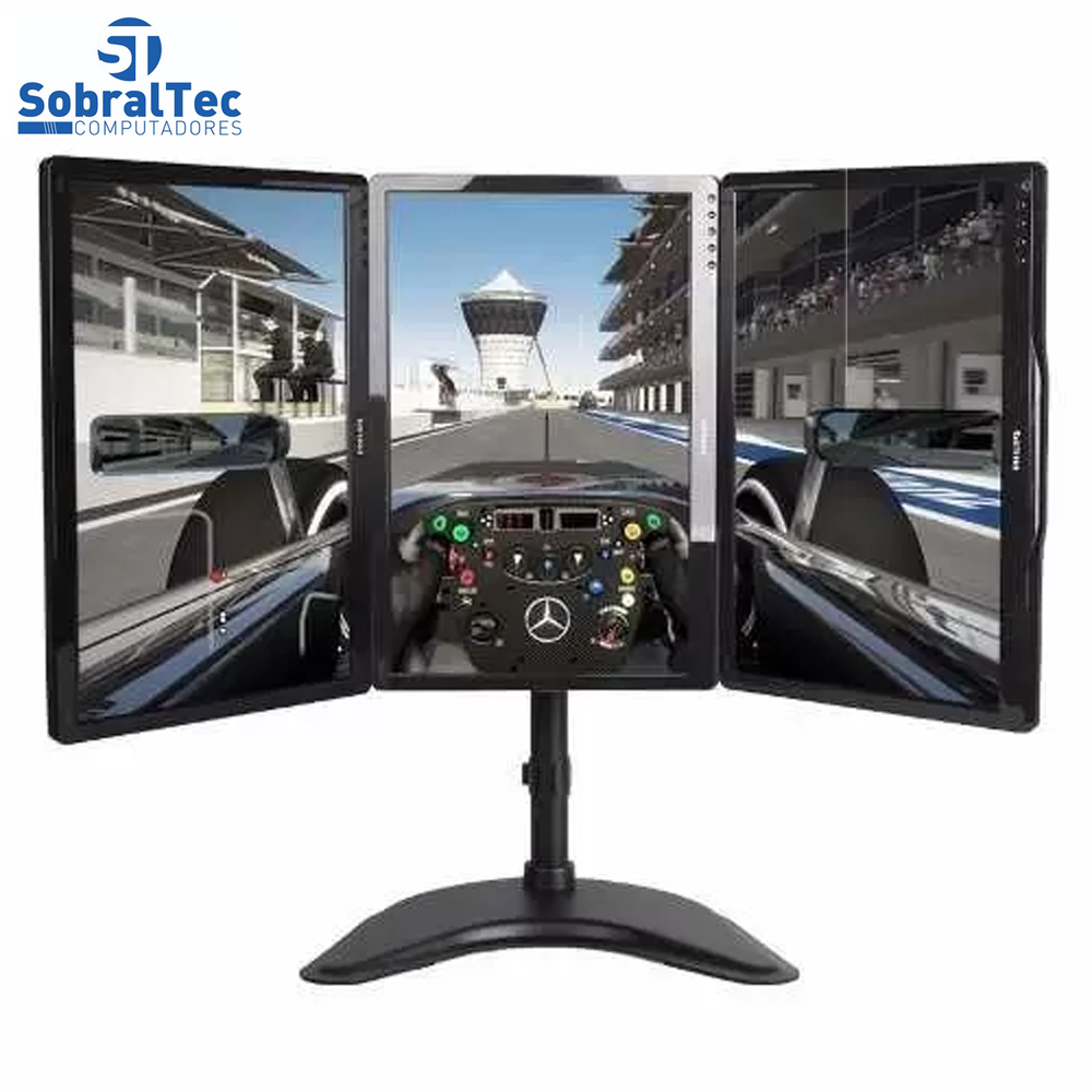 Suporte Triplo Mesa Monitor Gamer Xfx Reg. Altura T1236n - Elg