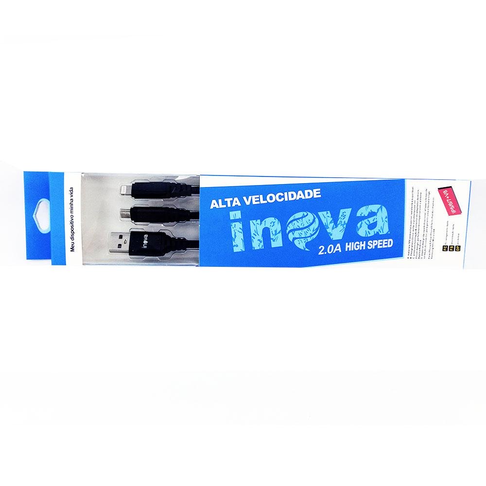 Cabo 2.0 USB Inova iPhone 5/6/7 e V8 resistente 1M